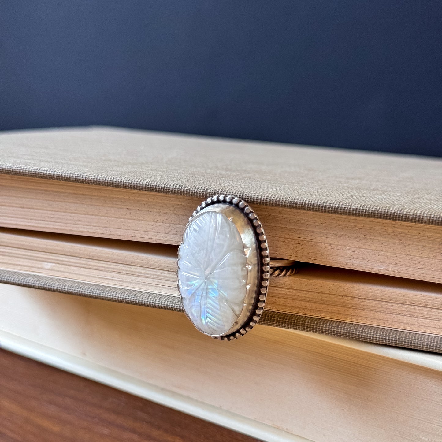 Carved Moonstone Statement Ring