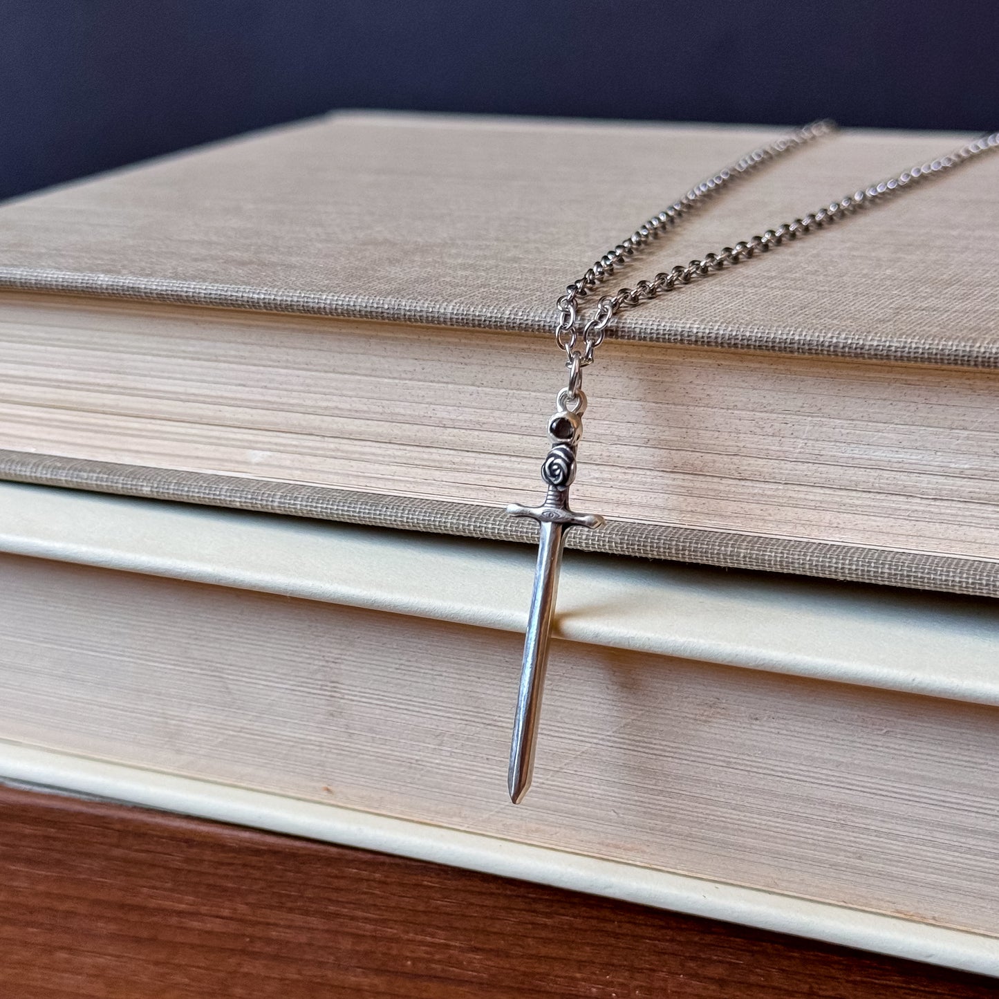 Rose & Sword Black Star Sapphire Necklace