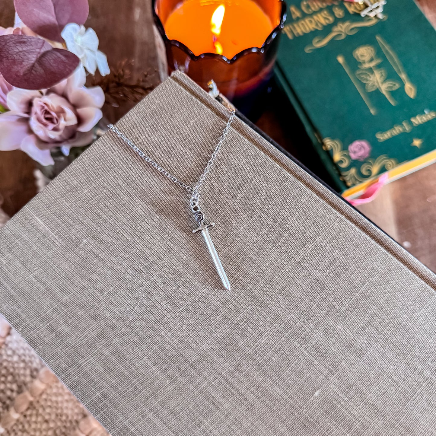 Rose & Sword Black Star Sapphire Necklace
