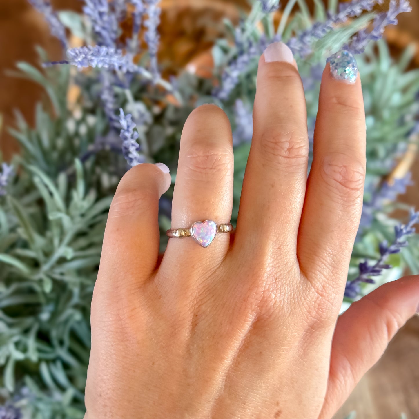 Purple Opal Heart Ring