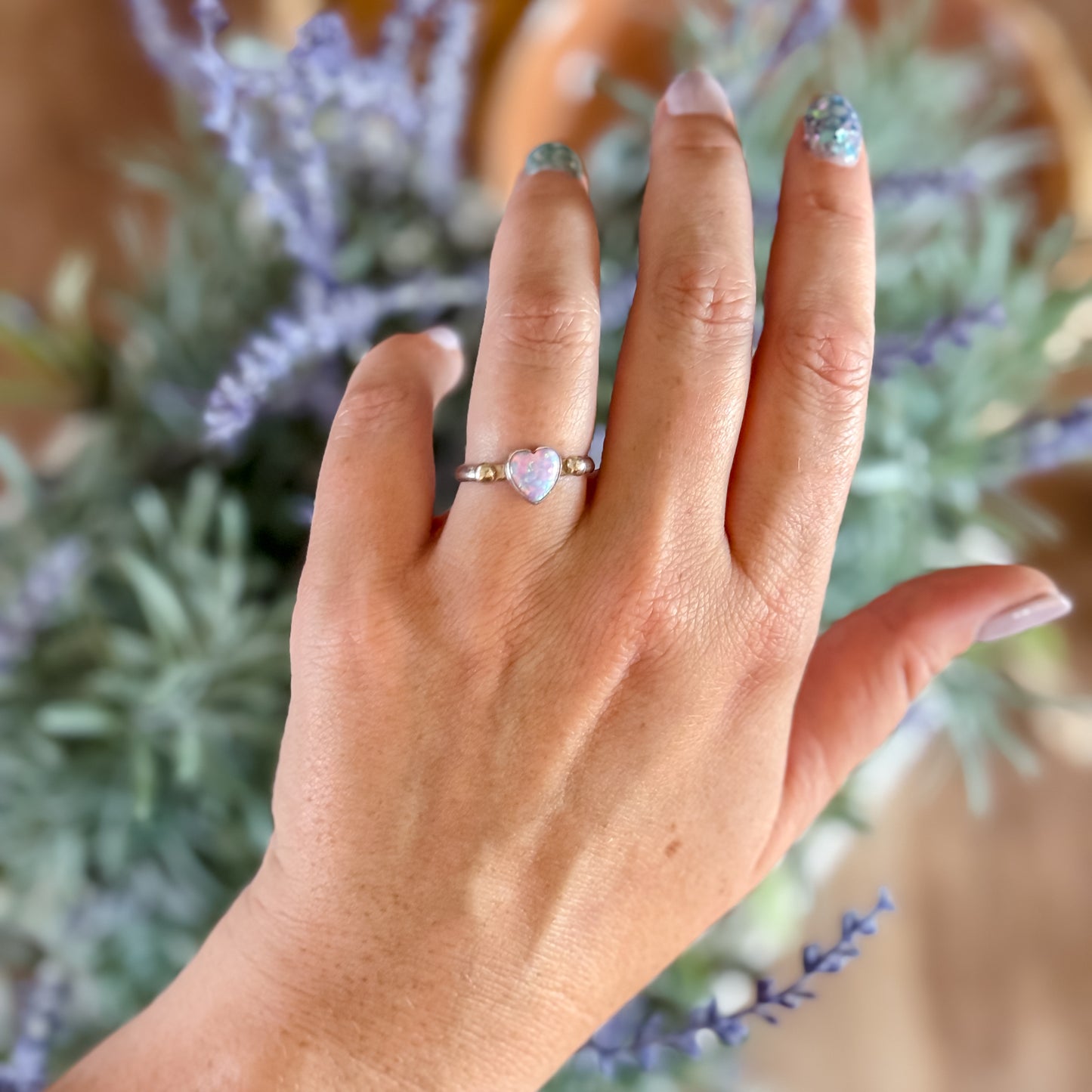 Purple Opal Heart Ring