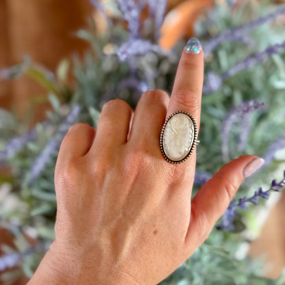 Carved Moonstone Statement Ring