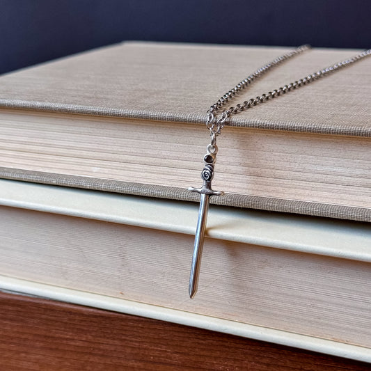 Rose & Sword Black Star Sapphire Necklace