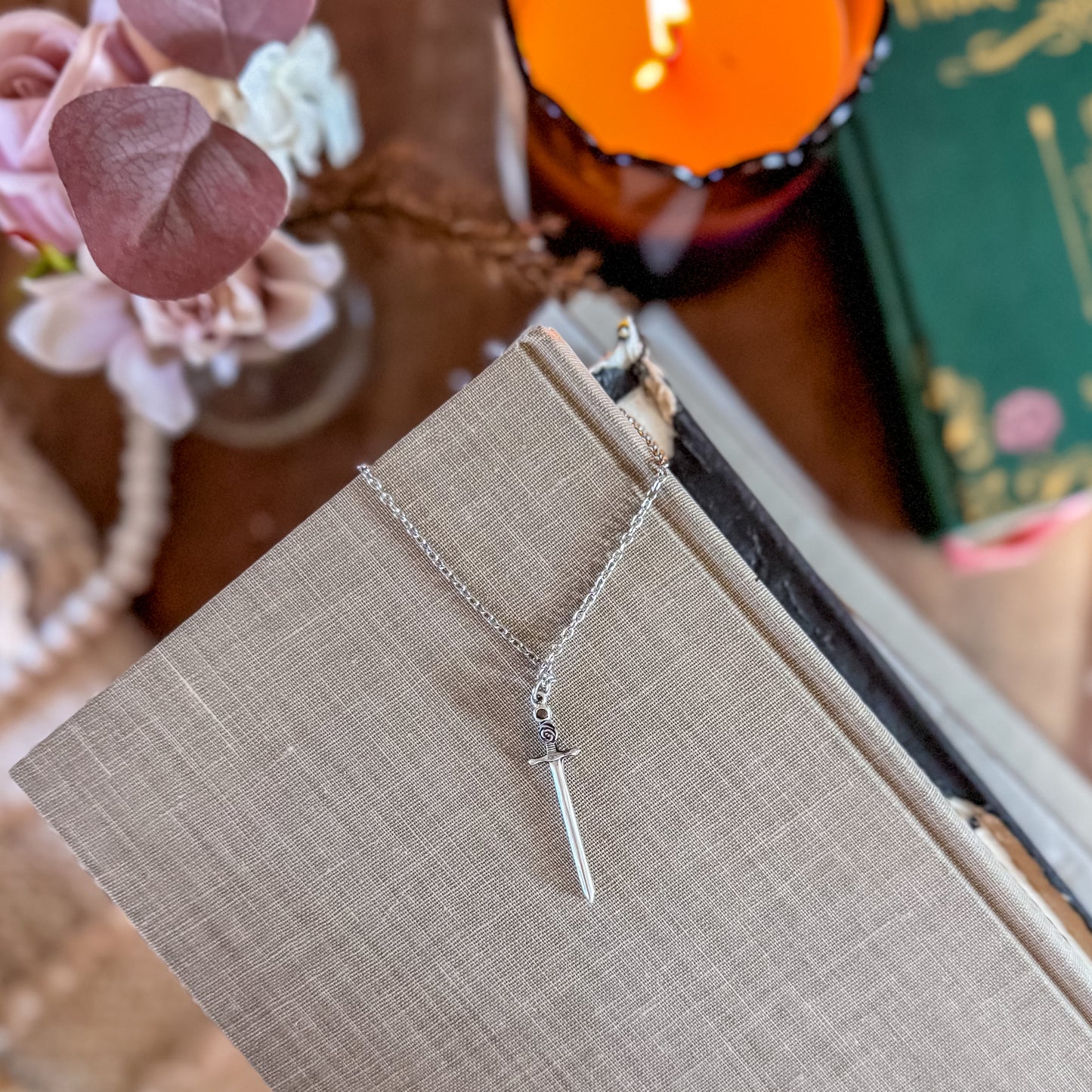 Rose & Sword Black Star Sapphire Necklace