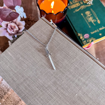 Rose & Sword Black Star Sapphire Necklace