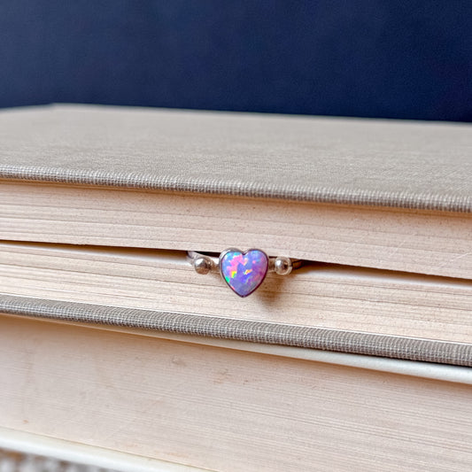 Purple Opal Heart Ring